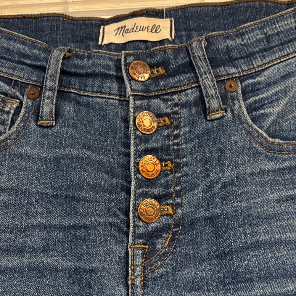 Madewell 9” High Rise Skinny Button Fly Dark Blue Jeans size 26 (4) - Picture 3 of 10